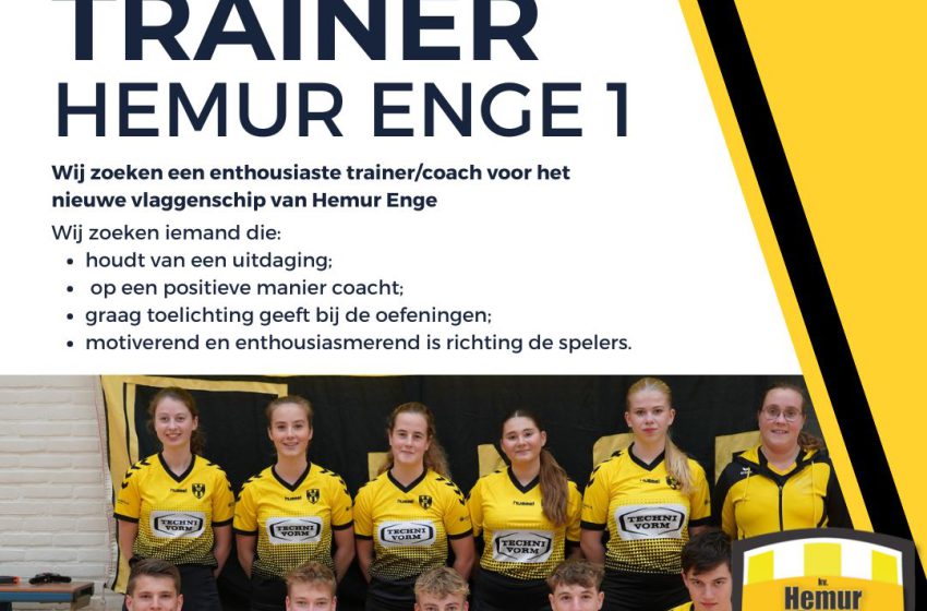  Vacature: Enthousiaste trainer/coach voor Hemur Enge 1