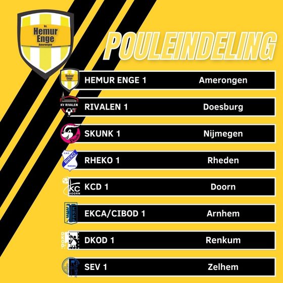  Poule indeling zaalcompetitie